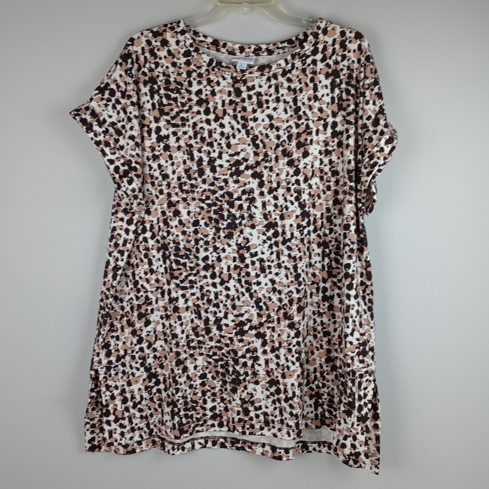 LuLaRoe Womens XL Brown Animal Print Short Sleeve Stretch Casual Classic Tshirt
